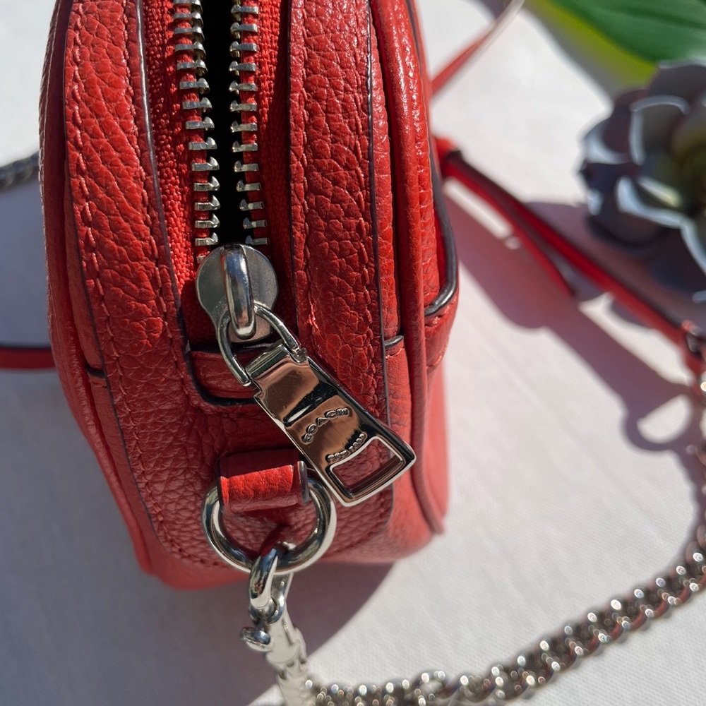 COACH Crossbody Bag Burnt Orange w/ Partial Adjustable Gold Chain Strap - Picture 6 of 7
